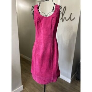 Vintage 80s Jackie Bernard for‎ Eklecktic Hot Pink 100% Suede Dress Size 6